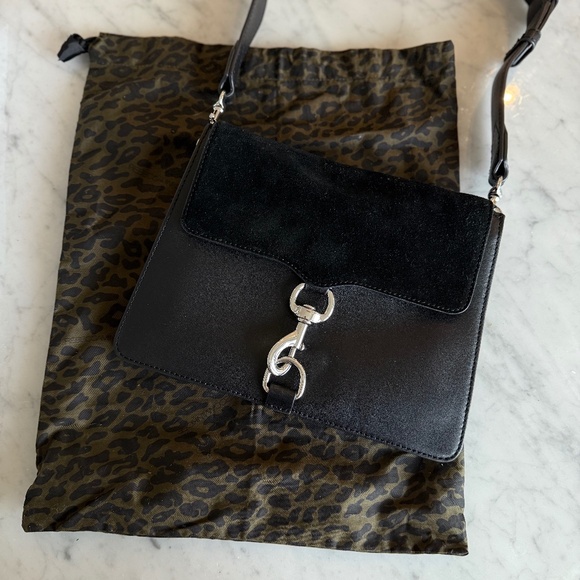 REBECCA MINKOFF Black Suede Leather Shoulder Bag - Picture 1 of 3